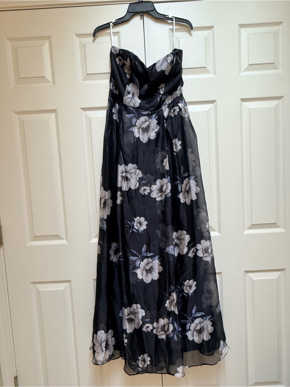 Lulus Strapless Black Floral Organza Gown